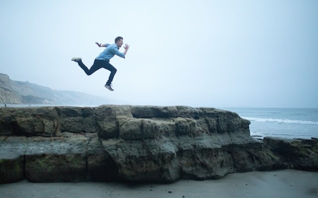 a man jumping